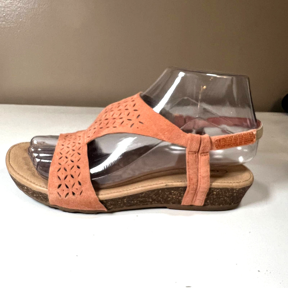Aetrex peach orange suede leather sandals 6